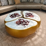 Artistic Gold Coffee Table with Hand-Painted Top Panels